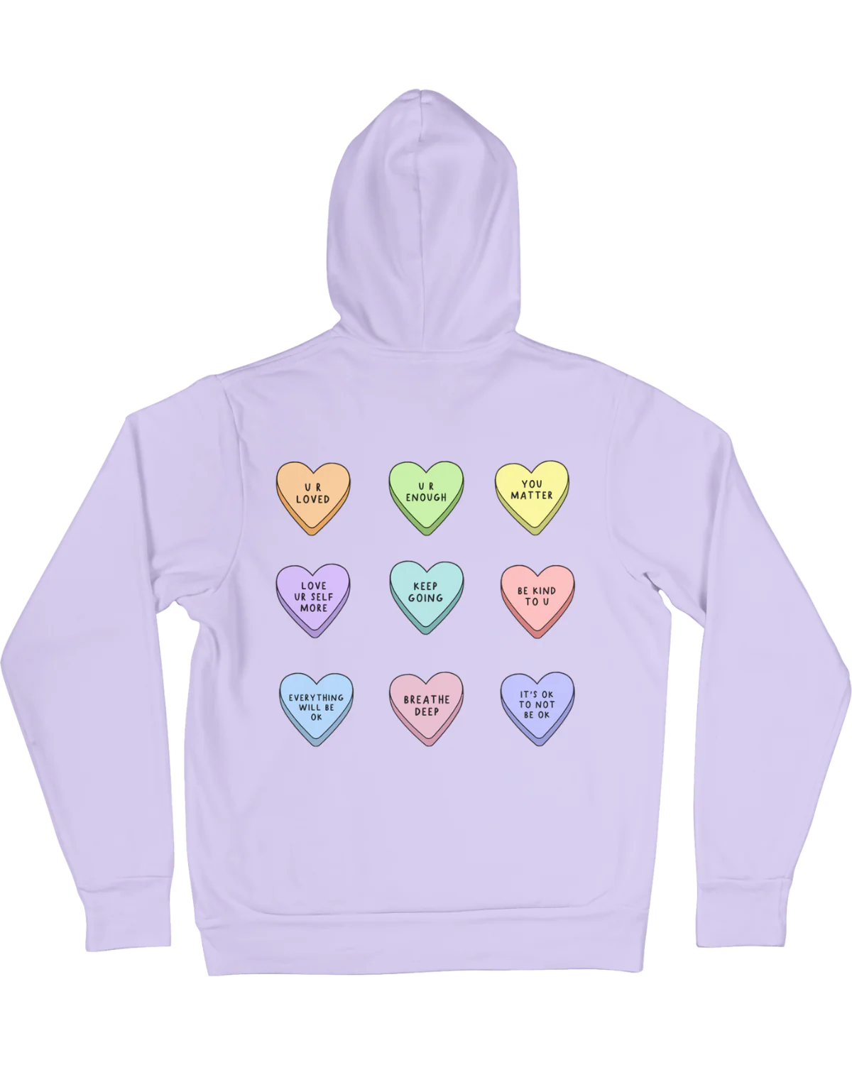 You Are Enough + Candy Hearts (Purple 💜) - Hoodie - Image 2