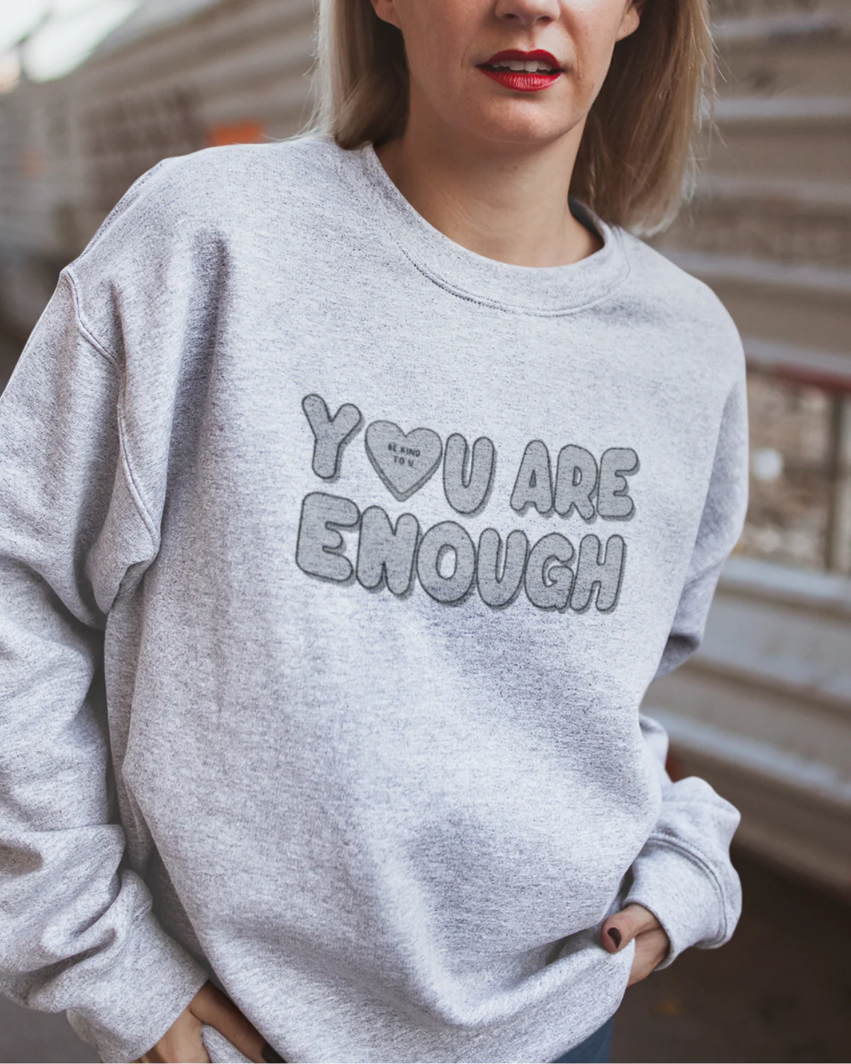 You Are Enough + Candy Hearts (Silver 🩶) - Sweatshirt