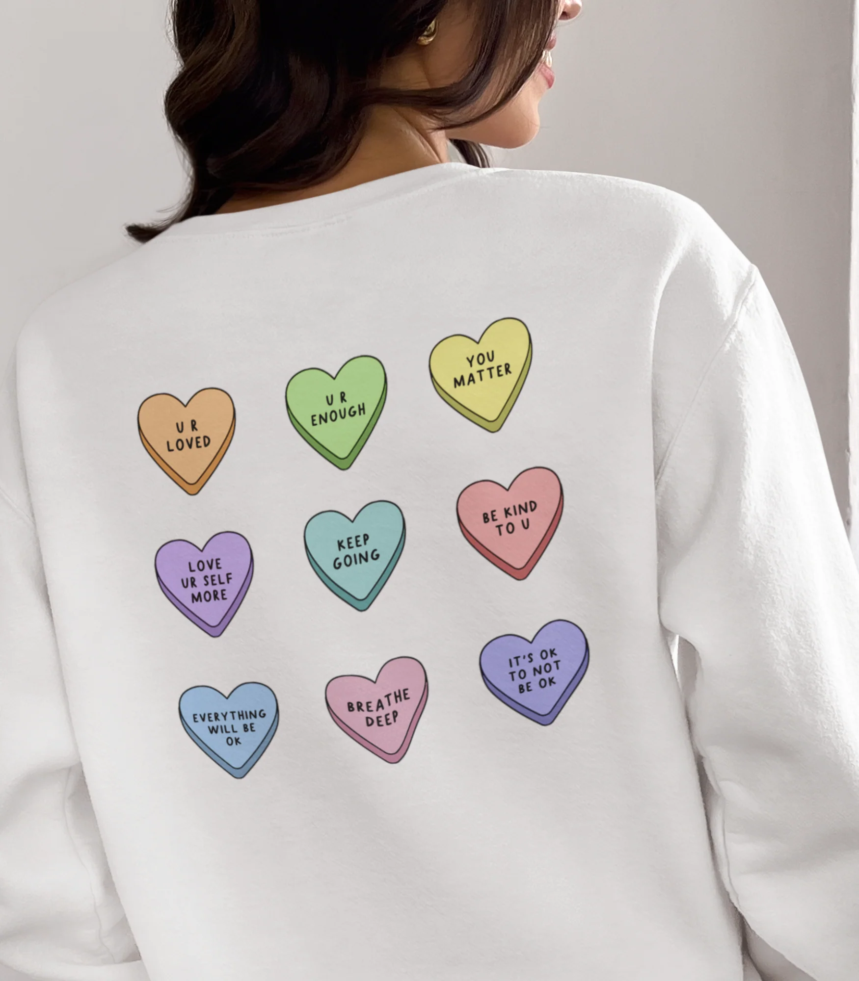 You Are Enough + Candy Hearts (Purple 💜) - Sweatshirt - Image 2