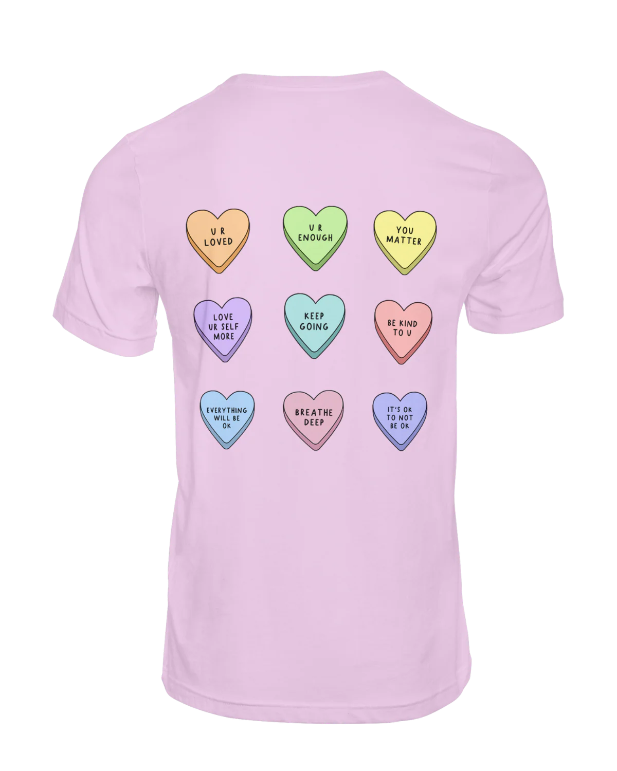 You Are Enough + Candy Hearts (Silver 🩶) - T-Shirt - Image 3