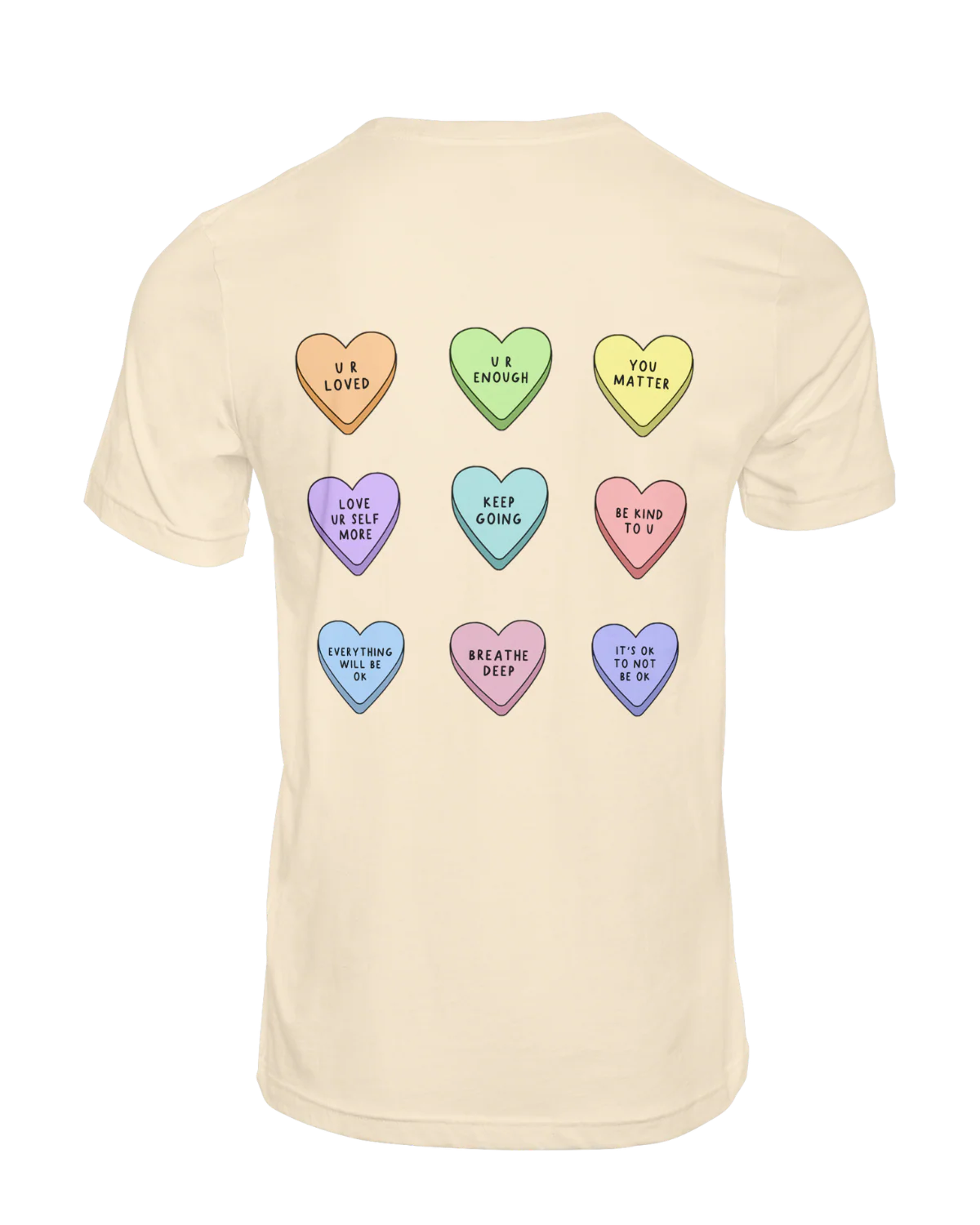 You Are Enough + Candy Hearts (Silver 🩶) - T-Shirt - Image 6